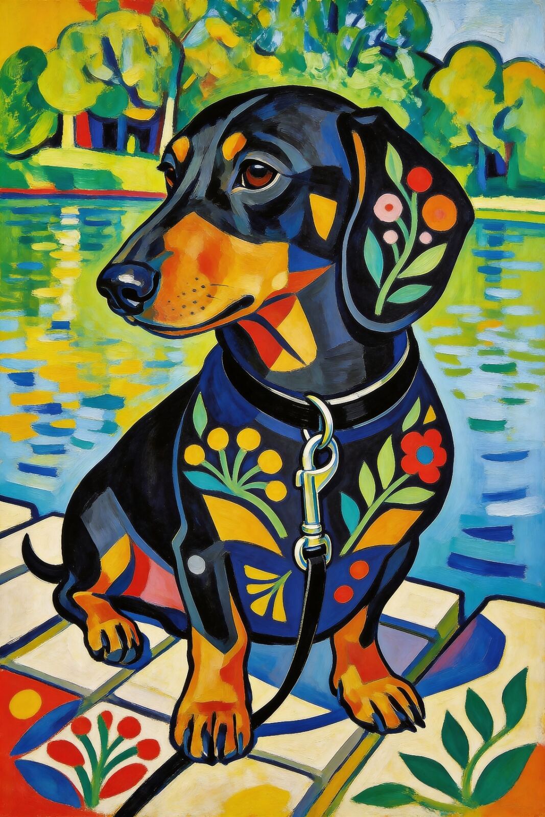 Dackel-Portrait am See