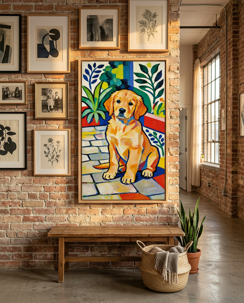 Portrait von Coco an der Wand